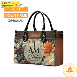 Personalized Leather Bag Custom Name Handbag, Christian Bag Bible Verses Bag Gifts for Women Mom Chr 22
