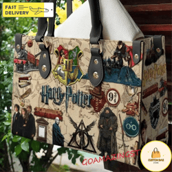 Vintage Harry Potter Art Leather Bag Women Leather Hand Bag,  Music Trending Handbag