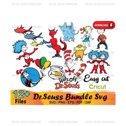 12 Dr Seuss Bundle Svg, Dr Seuss Svg, Cat In The Hat Svg