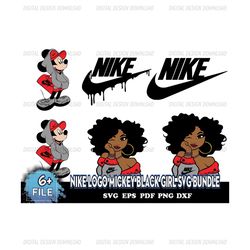 Nike Logo Mickey Black Girl Svg Bundle, Nike Svg