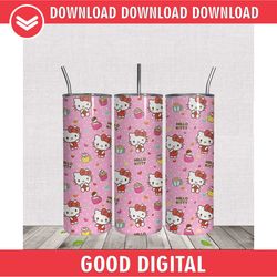 hello kitty pink coffee pattern 20oz tumbler wrap png