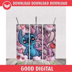 3D Stitch Angel Love Design 20oz Tumbler Wrap PNG
