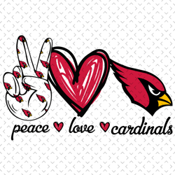 Peace Love Cardinals Svg, Nfl svg, Football svg file, Football logo,Nfl fabric, Nfl football