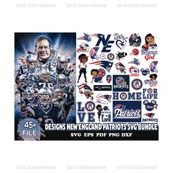 45 Designs New England Patriots Svg Bundle, Patriots Svg