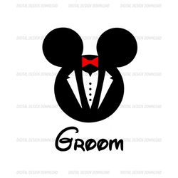 Red Bow Groom Mickey Mouse Head Disney Wedding SVG