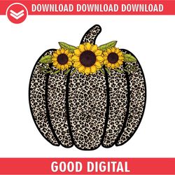 Leopard Pumpkin with Sunflowers PNG