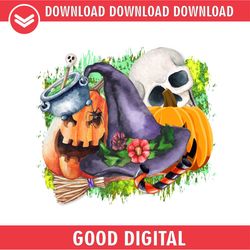 Halloween Witch Pumpkin And Witch Hat PNG