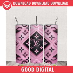 3D Pink Black Louis Vuitton Luxury Brand Tumbler Wrap PNG