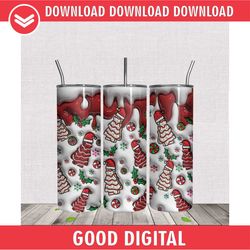 3D Inflated Christmas Tree Cakes Tumbler Wrap PNG