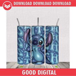 3D Inflated Stitch Cartoon Design 20oz Tumbler Wrap PNG