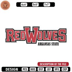 Arkansas State logo embroidery design, NCAA embroidery, Embroidery design, Logo sport embroidery, Sport embroidery