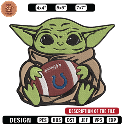 Baby Yoda Indianapolis Colts embroidery design, Colts embroidery, NFL embroidery, sport embroidery, embroidery design