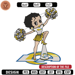 Cheer Betty Boop Los Angeles Rams embroidery design, Los Angeles Rams embroidery, NFL embroidery, logo sport embroidery