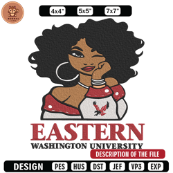 Eastern Washington girl embroidery design, NCAA embroidery, Embroidery design, Logo sport embroidery,Sport embroidery