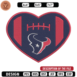 Houston Texans Heart embroidery design, Texans embroidery, NFL embroidery, sport embroidery, embroidery design