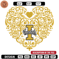 Idaho Vandals heart embroidery design, Sport embroidery, logo sport embroidery, Embroidery design,NCAA embroidery