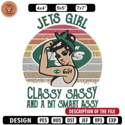 Jets Girl Classy Sassy And A Bit Smart embroidery design, New York Jets embroidery, NFL embroidery, sport embroidery