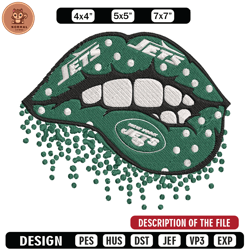 New York Jets dripping lips embroidery design, New York Jets embroidery, NFL embroidery, logo sport embroidery