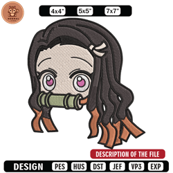 Nezuko sticker Embroidery Design, Demon slayer Embroidery, Embroidery File, Anime Embroidery, Digital download
