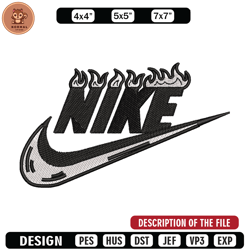 Nike flame embroidery design, Flame embroidery, Nike design, Embroidery shirt, Embroidery file, Digital download