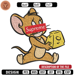 Supreme Cartoon Jerry Embroidery design, Disney cartoon Embroidery, cartoon design, Embroidery File, Digital download