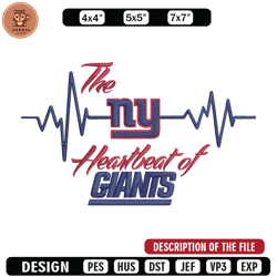 The heartbeat of New York Giants embroidery design, New York Giants embroidery, NFL embroidery, logo sport embroidery