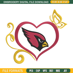 Arizona Cardinals Heart embroidery design, Cardinals embroidery, NFL embroidery, sport embroidery, e145