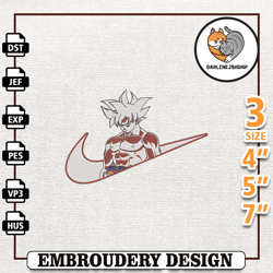 Nike Goku Ultra Instinct Embroidery Design, Nike Anime Embroidery Design, Best Anime Embroidery Design,Embroidery design