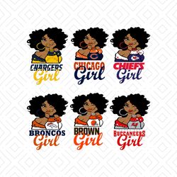 Football Teams Girl Logo SVG, NFL Teams Logo SVG, Chargers Girl, Chicago Girl, Chiefs Girl, Broncos Girl, Browns Girl, B