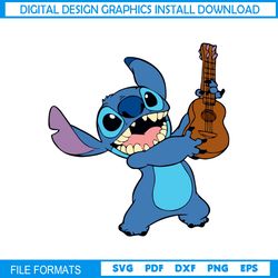 Disney Alien Dog Stitch Guitar Clipart SVG
