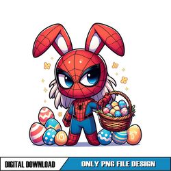 Chibi Bunny Spiderman Happy Easter Eggs PNG