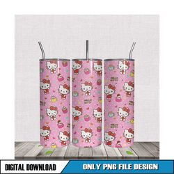 Hello Kitty Pink Coffee Pattern 20oz Tumbler Wrap PNG