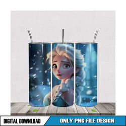 3D Disney Beauty Princess Elsa Tumbler Wrap PNG