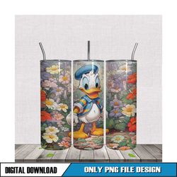 3D Flower Disney Donald Duck Tumbler Wrap PNG