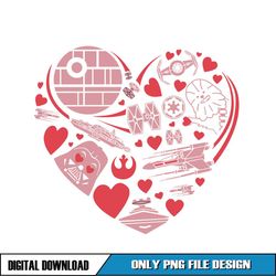 Valentine Day Star Wars Heart Doodle PNG