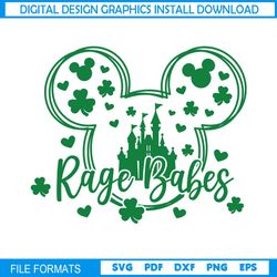 Rage Babes Mickey Kingdom Green Clover SVG