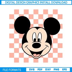Mickey Mouse Head Checkered Pattern SVG