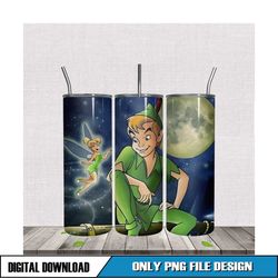 Peter Pan And Tinker Bell Under The Moonlight Tumbler PNG