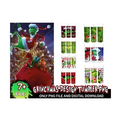 7 Files Grinch Tumbler PNG, Grinch Tumber Png, Christmas Png, Grinch Png, Skinny Tumbler 20oz, 20oz Design, Tumbler Wrap
