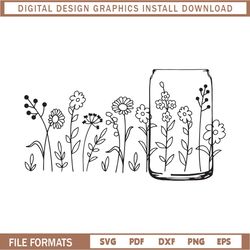 INSTANT Download. Meadow flowers Libbey can glass wrap template svg, png