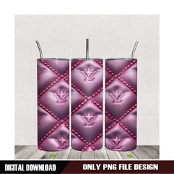 Luxury LV Logo 3D Puff Pink Pattern Tumbler Wrap PNG