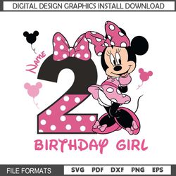 Minnie Happy 2nd Custom Name Birthday Girl SVG