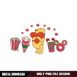 Winnie The Pooh Love Snacks Valentines PNG