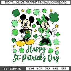 Mickey Couple Clover Happy St Patrick Day SVG