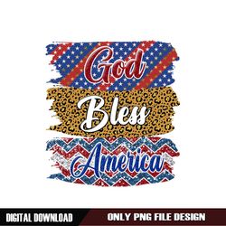 God Bless America Leopard Glitter Patriotic Day PNG