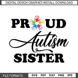 Proud Autism Sister Rainbow Hand Puzzle SVG