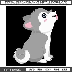 Cute Cartoon Dog Alaskan Puppy SVG