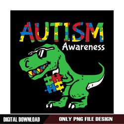 Autism Awareness Green Dinosaur Holding Puzzle PNG