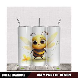 White Background Middle Bee Cute Tumbler PNG