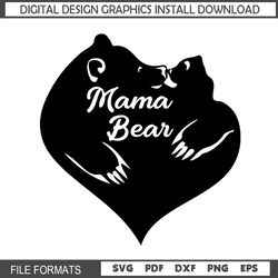 Mama Bear Mother Day Heart Shape SVG